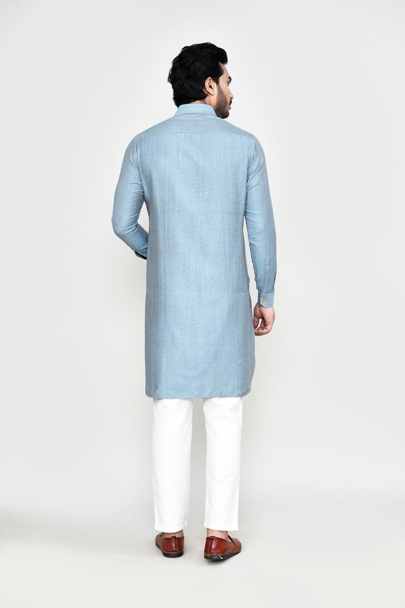 POLY2FAB Hathkargha Men's Traditional Kurta Pajama Set - Solid Pattern Ethnic Wear with Full Sleeves & Buttoned Neck - Image 2